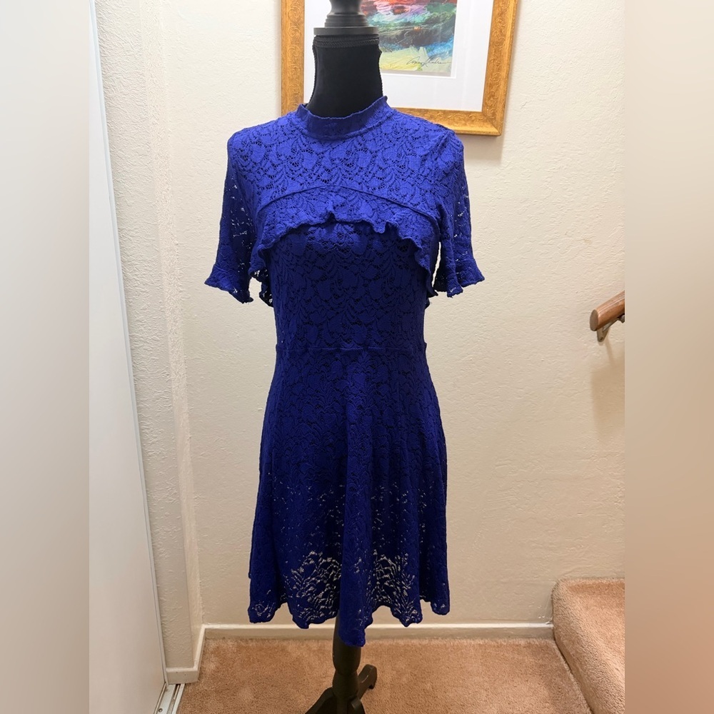 Intimately free people lace blue dress size Medium‎ sheer dress NWT flowy floral